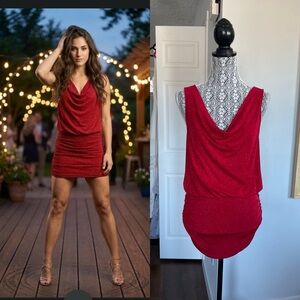 Vintage Guess Y2K Sparkly Red Mini Dress. Medium.